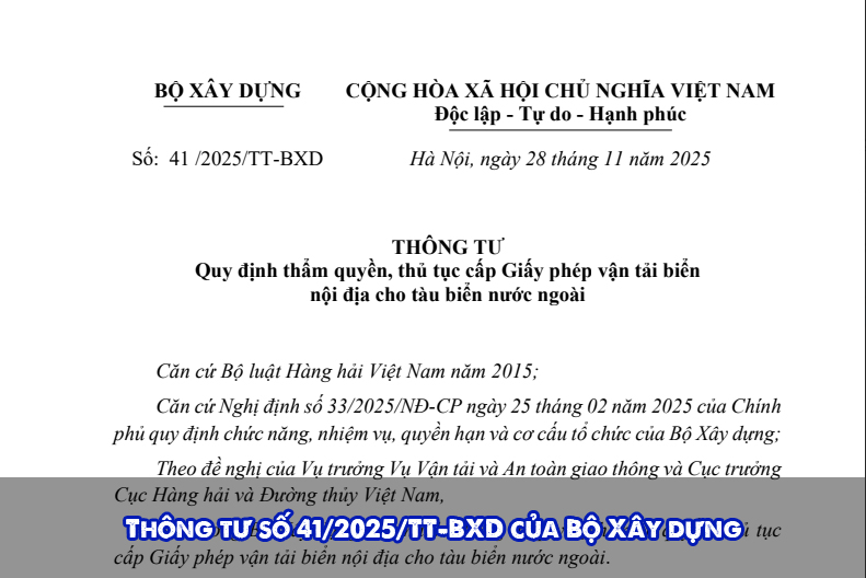 Thông tư số 41/2025/TT-BXD của Bộ Xây dựng