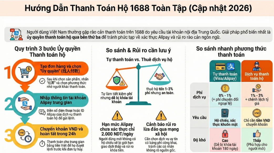 Cách thanh toán hộ 1688: An toàn - Nhanh - Không cần Alipay