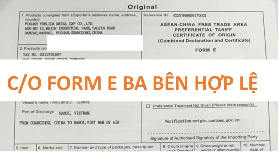 CO Form E 3 bên