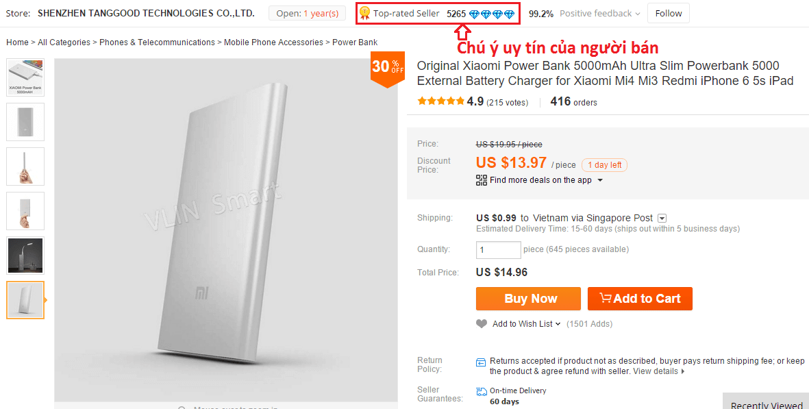 Đánh giá và chọn Shop uy tín aliexpress.