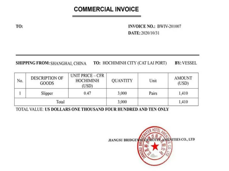 Mẫu Comercial invoice mới nhất 2026