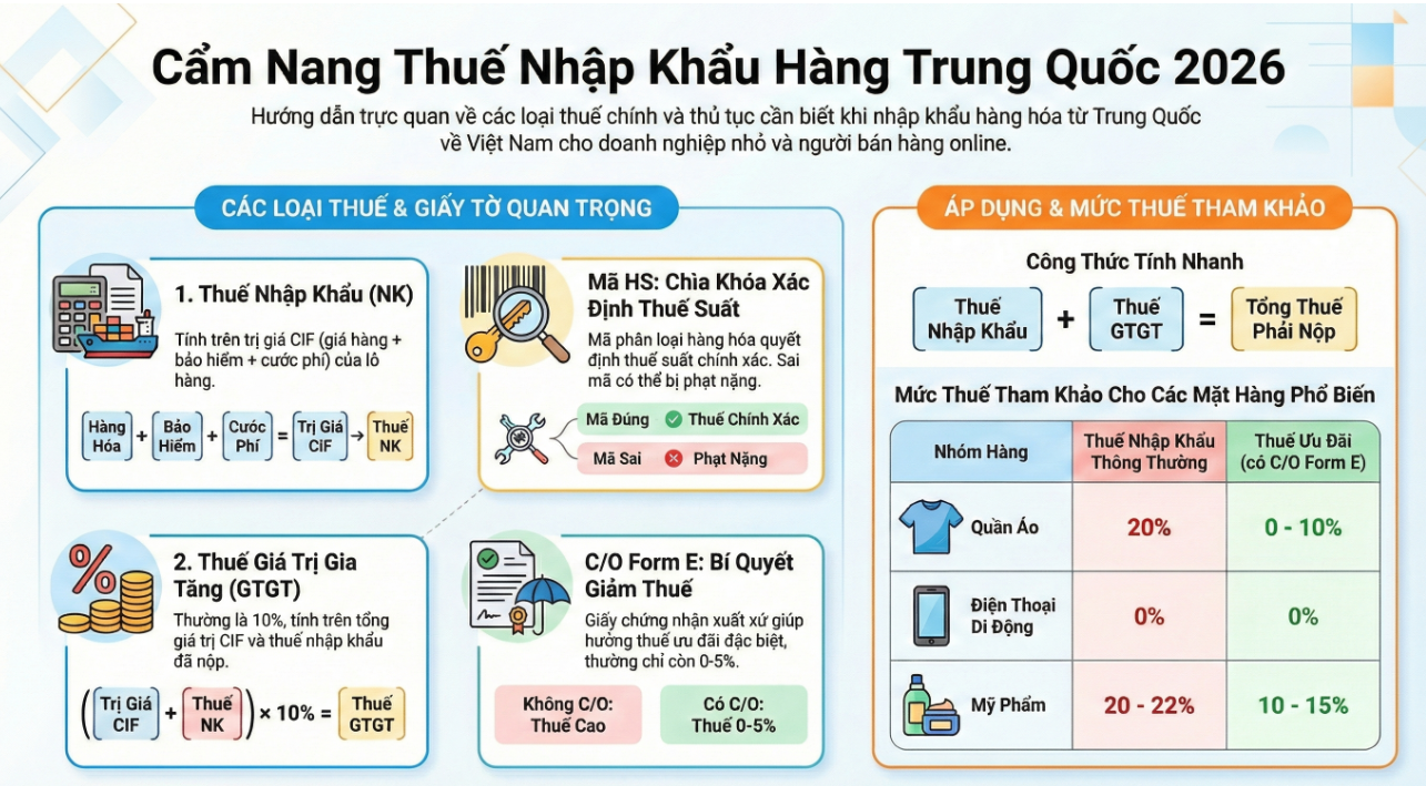 Thuế nhập khẩu hàng trung quốc về Việt Nam 2026 là bao nhiêu?