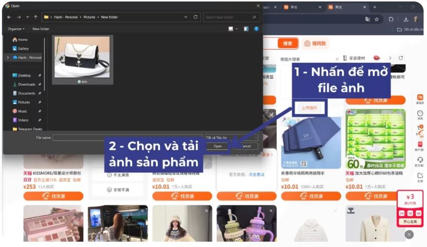Cách tìm kiếm bằng hình ảnh trên Taobao máy tính và điện thoại đơn giản