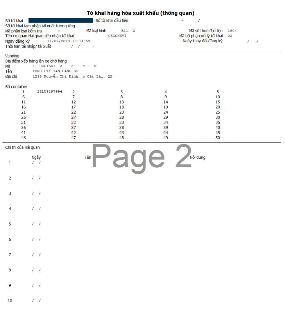 tờ khai hải quan